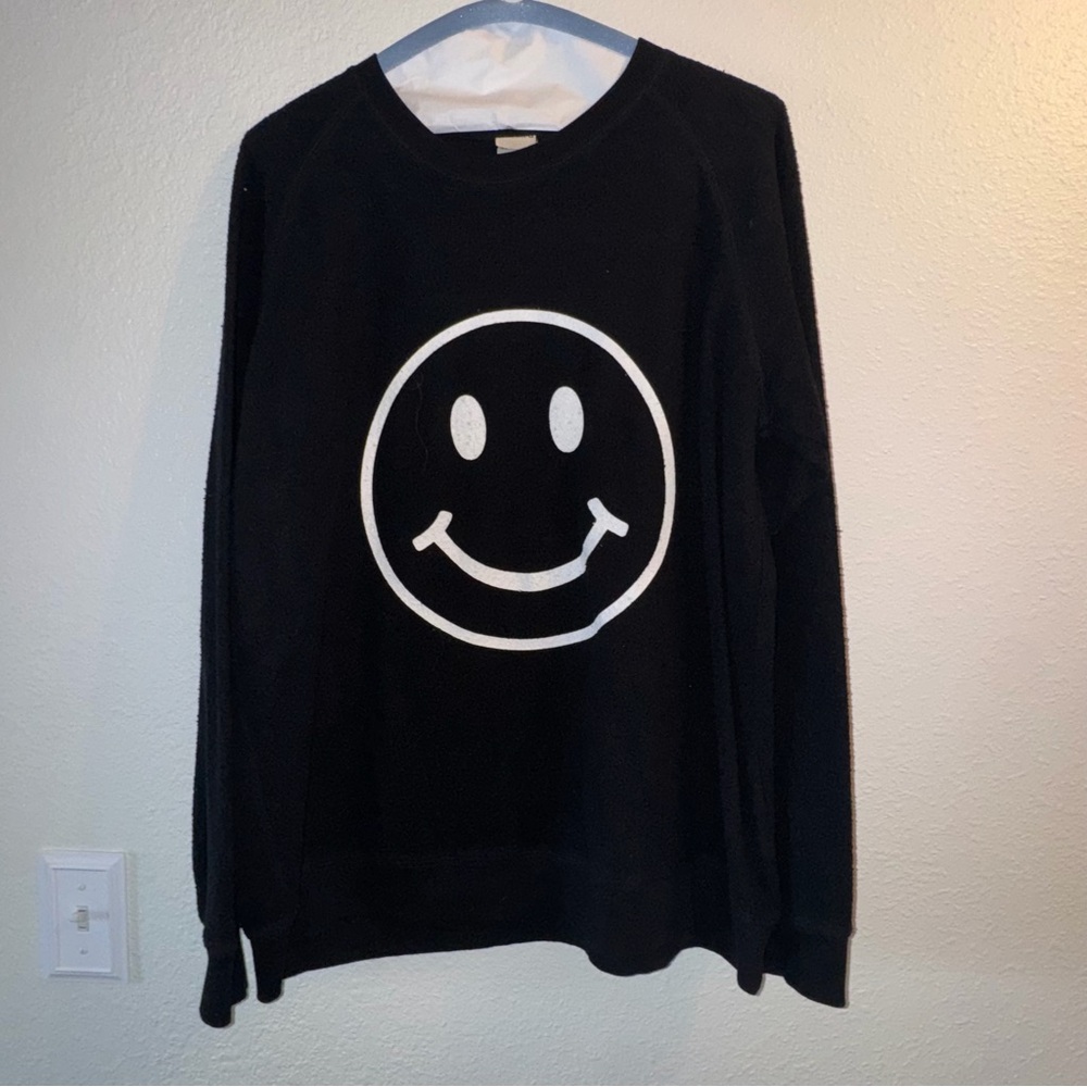 Black Smiley Graphic Sweatshirt - Unbranded